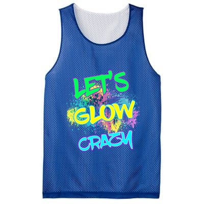 Let's Glow Crazy Glow Party 80s Retro Costume Party Lover Cute Gift Mesh Reversible Basketball Jersey Tank