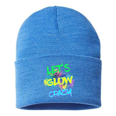 Let's Glow Crazy Glow Party 80s Retro Costume Party Lover Cute Gift Sustainable Knit Beanie