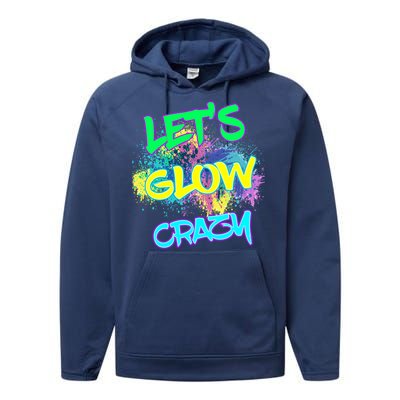 Let's Glow Crazy Glow Party 80s Retro Costume Party Lover Cute Gift Performance Fleece Hoodie