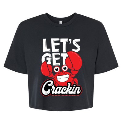 Let's Get Crackin Funny Crab Eater Seafood Lover Crab Boil Bella+Canvas Jersey Crop Tee