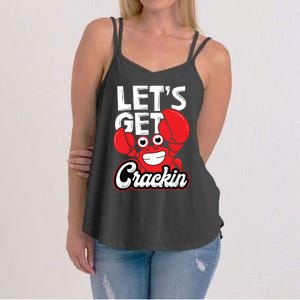 Let's Get Crackin Funny Crab Eater Seafood Lover Crab Boil Women's Strappy Tank