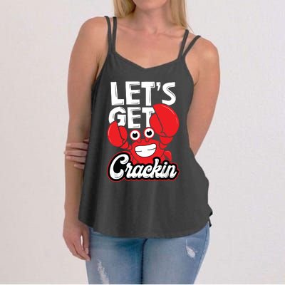 Let's Get Crackin Funny Crab Eater Seafood Lover Crab Boil Women's Strappy Tank