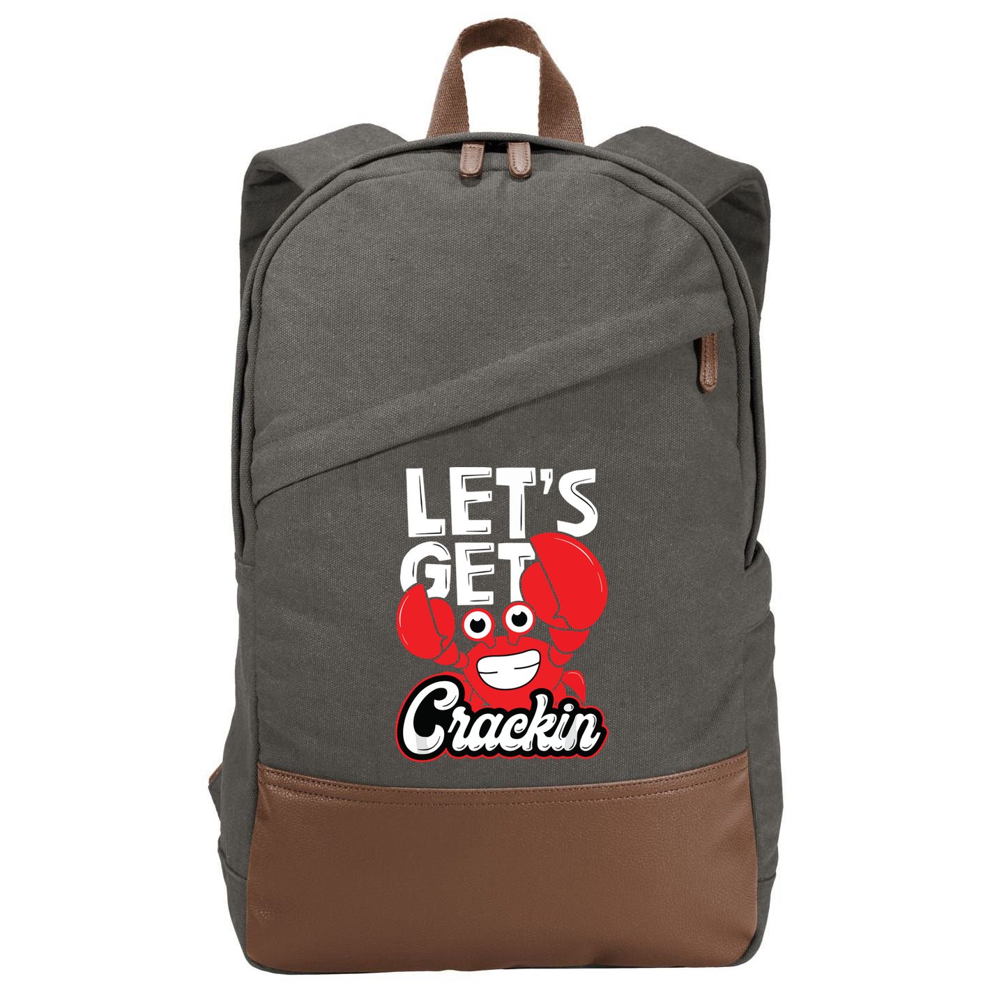 Let's Get Crackin Funny Crab Eater Seafood Lover Crab Boil Cotton Canvas Backpack