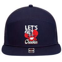 Let's Get Crackin Funny Crab Eater Seafood Lover Crab Boil 7 Panel Mesh Trucker Snapback Hat