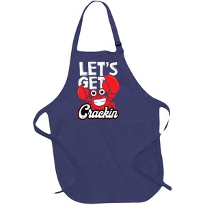 Let's Get Crackin Funny Crab Eater Seafood Lover Crab Boil Full-Length Apron With Pockets