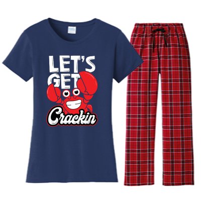 Let's Get Crackin Funny Crab Eater Seafood Lover Crab Boil Women's Flannel Pajama Set