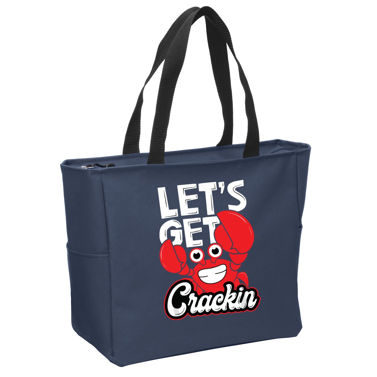 Let's Get Crackin Funny Crab Eater Seafood Lover Crab Boil Zip Tote Bag