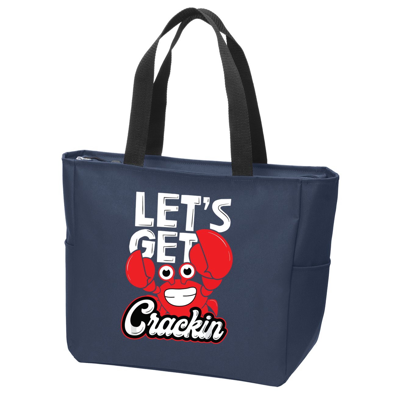 Let's Get Crackin Funny Crab Eater Seafood Lover Crab Boil Zip Tote Bag
