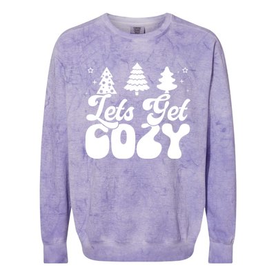 Lets Get Cozy Retro Groovy Christmas Cute Gift Colorblast Crewneck Sweatshirt