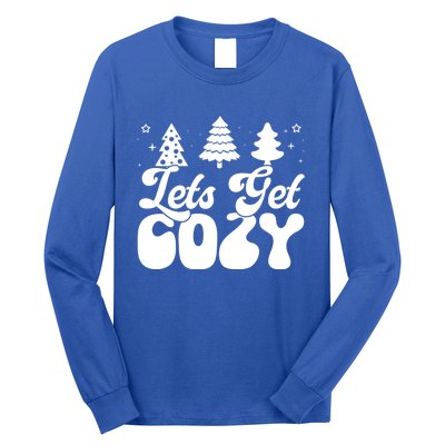 Lets Get Cozy Retro Groovy Christmas Cute Gift Long Sleeve Shirt