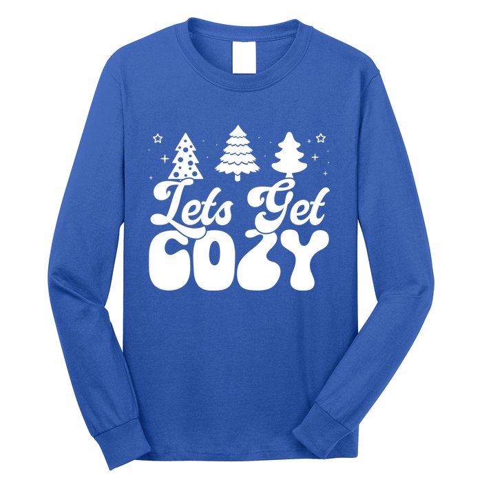 Lets Get Cozy Retro Groovy Christmas Cute Gift Long Sleeve Shirt