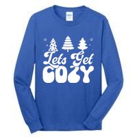 Lets Get Cozy Retro Groovy Christmas Cute Gift Tall Long Sleeve T-Shirt