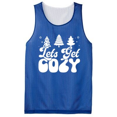 Lets Get Cozy Retro Groovy Christmas Cute Gift Mesh Reversible Basketball Jersey Tank