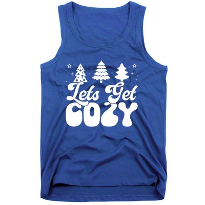 Lets Get Cozy Retro Groovy Christmas Cute Gift Tank Top