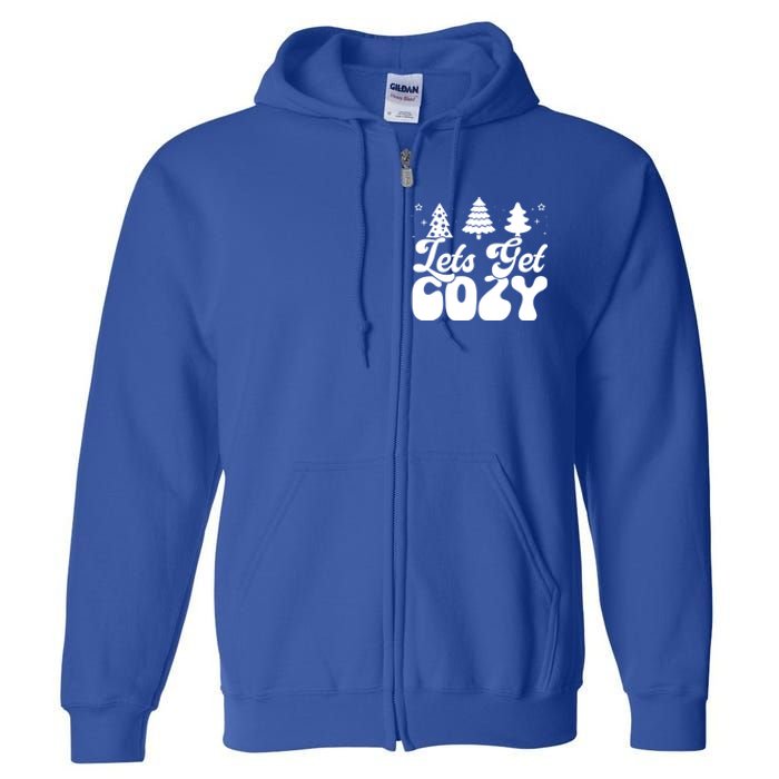 Lets Get Cozy Retro Groovy Christmas Cute Gift Full Zip Hoodie