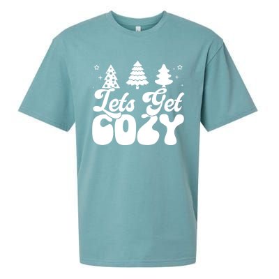 Lets Get Cozy Retro Groovy Christmas Cute Gift Sueded Cloud Jersey T-Shirt