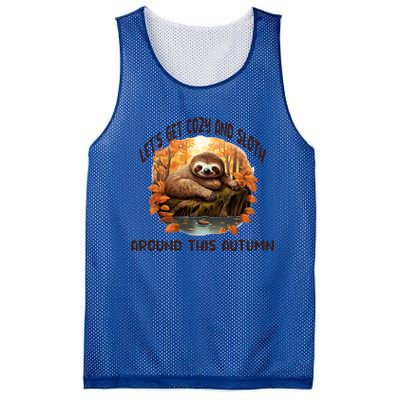 LetS Get Cozy And Sloth Autumn Design Gift Mesh Reversible Basketball Jersey Tank