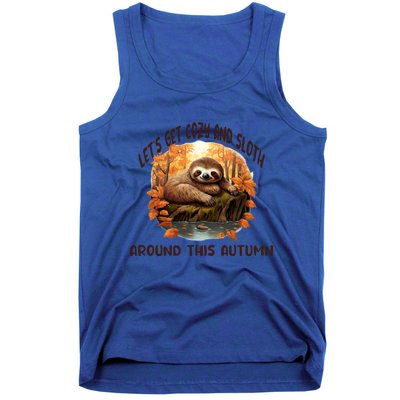 LetS Get Cozy And Sloth Autumn Design Gift Tank Top