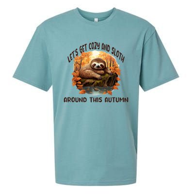 LetS Get Cozy And Sloth Autumn Design Gift Sueded Cloud Jersey T-Shirt