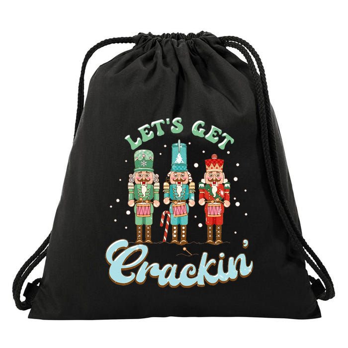 Lets Get Crackin Three Nutcrackers Christmas Teacher Drawstring Bag