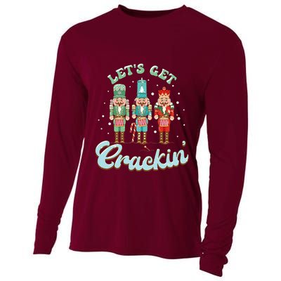 Lets Get Crackin Three Nutcrackers Christmas Teacher Cooling Performance Long Sleeve Crew