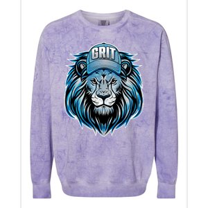 Lion Grit Detroit Football Sports Fan Colorblast Crewneck Sweatshirt