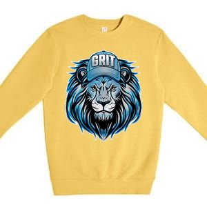 Lion Grit Detroit Football Sports Fan Premium Crewneck Sweatshirt