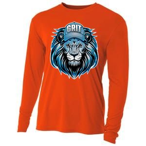 Lion Grit Detroit Football Sports Fan Cooling Performance Long Sleeve Crew