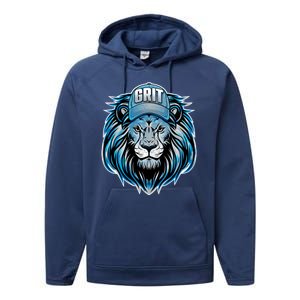 Lion Grit Detroit Football Sports Fan Performance Fleece Hoodie