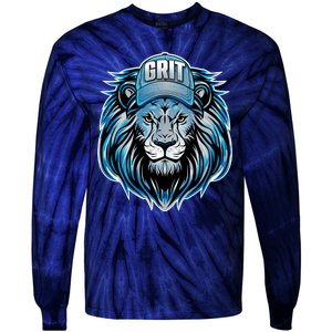 Lion Grit Detroit Football Sports Fan Tie-Dye Long Sleeve Shirt