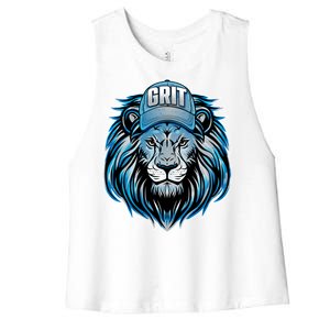 Lion Grit Detroit Football Sports Fan Women's Racerback Cropped Tank