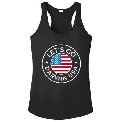 Lets Go Darwin Vintage Funny Darwin America Flag Ladies PosiCharge Competitor Racerback Tank