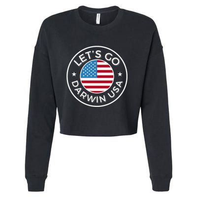 Lets Go Darwin Vintage Funny Darwin America Flag Cropped Pullover Crew