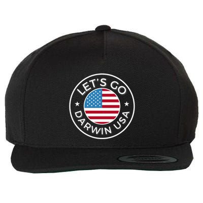 Lets Go Darwin Vintage Funny Darwin America Flag Wool Snapback Cap