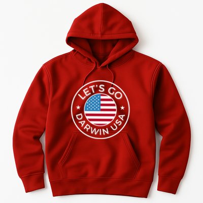 Lets Go Darwin Vintage Funny Darwin America Flag Hoodie