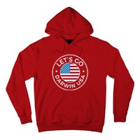 Lets Go Darwin Vintage Funny Darwin America Flag Hoodie