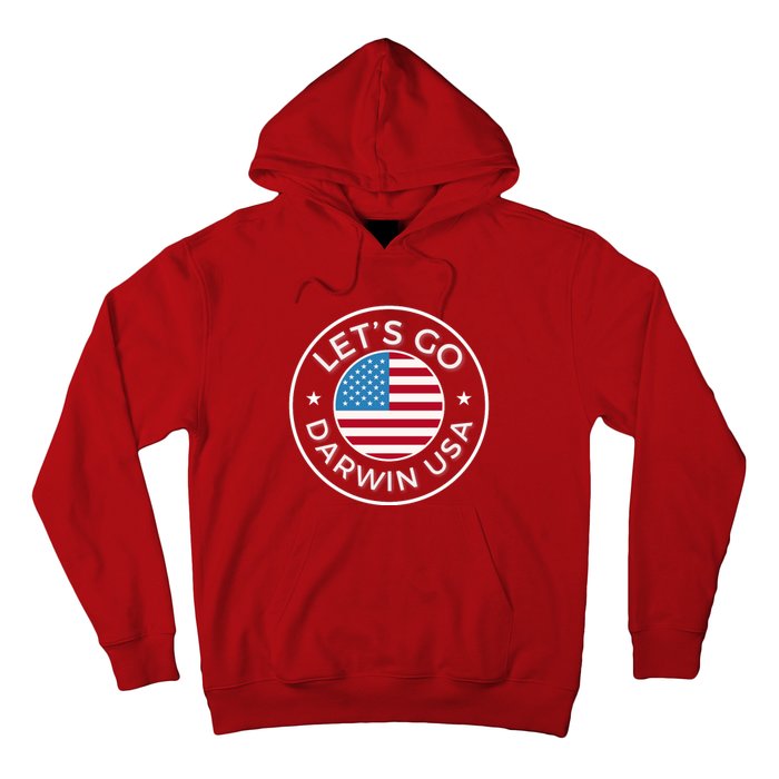 Lets Go Darwin Vintage Funny Darwin America Flag Hoodie