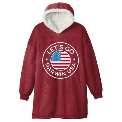 Lets Go Darwin Vintage Funny Darwin America Flag Hooded Wearable Blanket