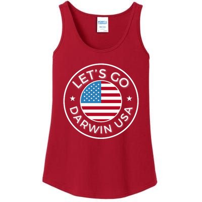 Lets Go Darwin Vintage Funny Darwin America Flag Ladies Essential Tank