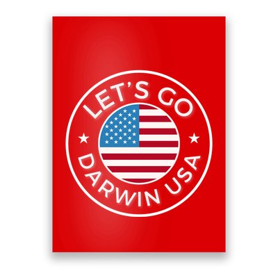 Lets Go Darwin Vintage Funny Darwin America Flag Poster