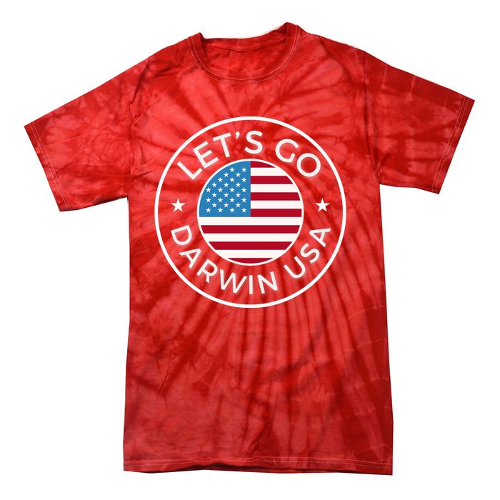 Lets Go Darwin Vintage Funny Darwin America Flag Tie-Dye T-Shirt