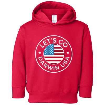 Lets Go Darwin Vintage Funny Darwin America Flag Toddler Hoodie