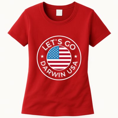 Lets Go Darwin Vintage Funny Darwin America Flag Womens T-Shirt