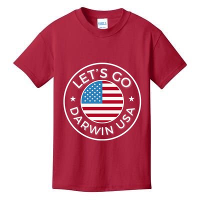 Lets Go Darwin Vintage Funny Darwin America Flag Kids T-Shirt