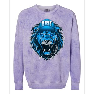 Lion Grit Detroit Football Sports Fan Colorblast Crewneck Sweatshirt