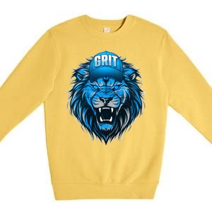 Lion Grit Detroit Football Sports Fan Premium Crewneck Sweatshirt