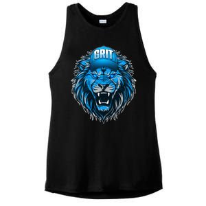 Lion Grit Detroit Football Sports Fan Ladies PosiCharge Tri-Blend Wicking Tank