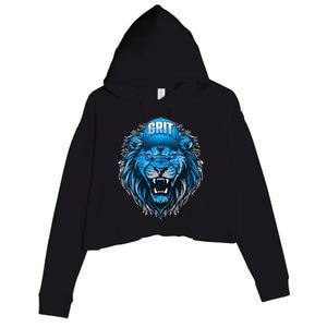 Lion Grit Detroit Football Sports Fan Crop Fleece Hoodie