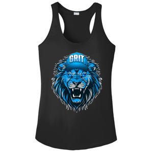 Lion Grit Detroit Football Sports Fan Ladies PosiCharge Competitor Racerback Tank