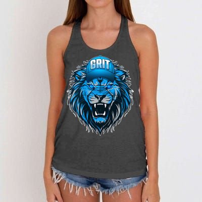Lion Grit Detroit Football Sports Fan Women's Knotted Racerback Tank